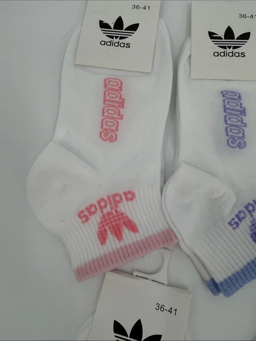 adidas  Low-Cut Socks - White with Colored Trim (5-Pack)
